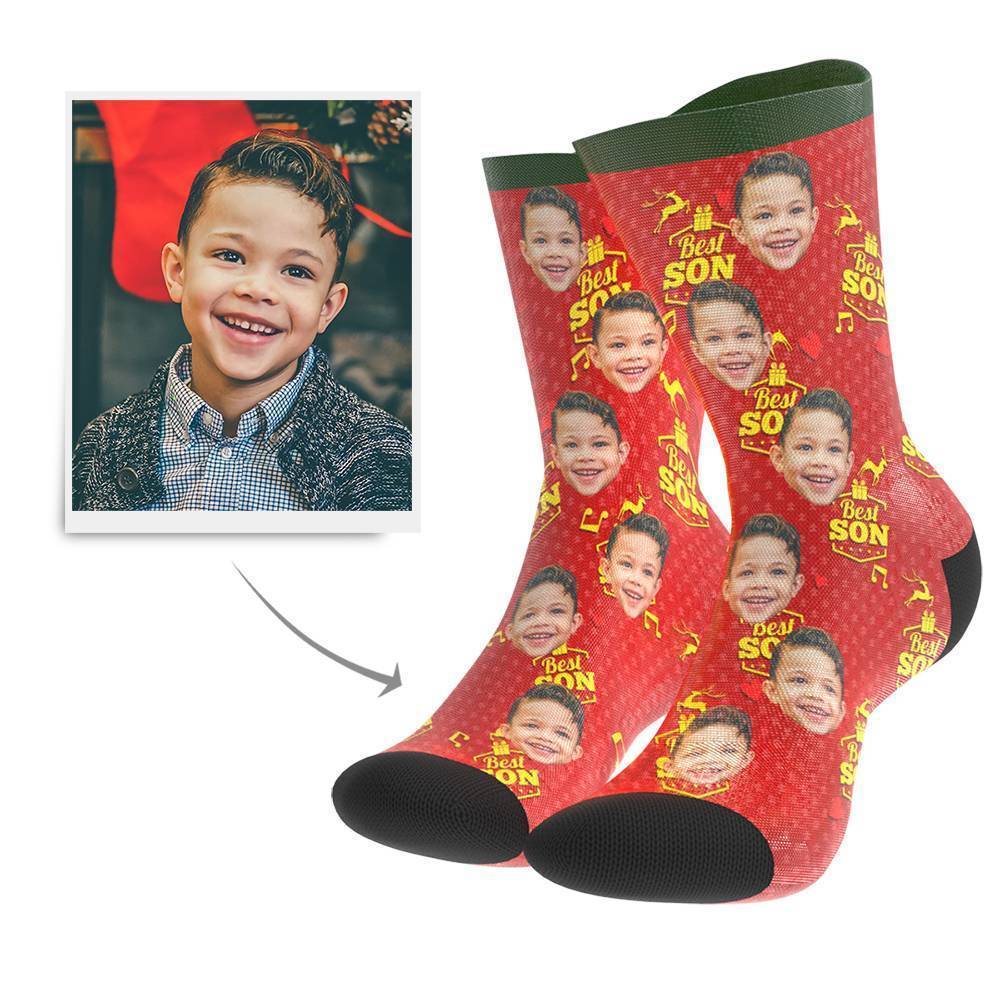 Christmas Gift Custom Face Crew Socks (Son) - MyFaceBoxer
