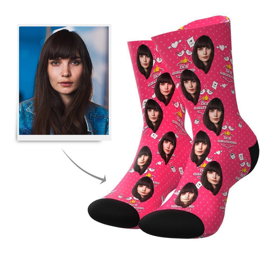 Best Girlfriend Custom Face Crew Socks - MyFaceBoxer