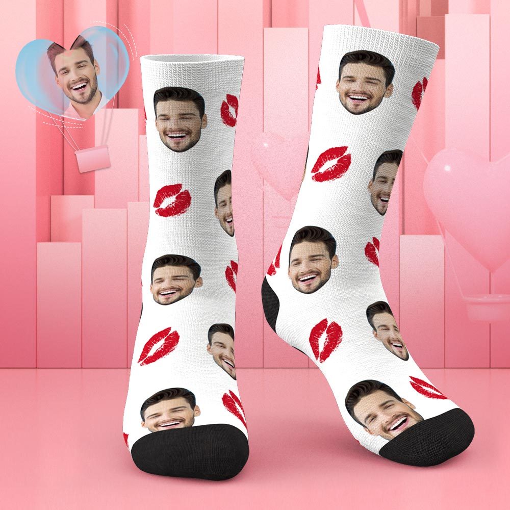Custom Kissing Face Crew Socks - MyFaceBoxer