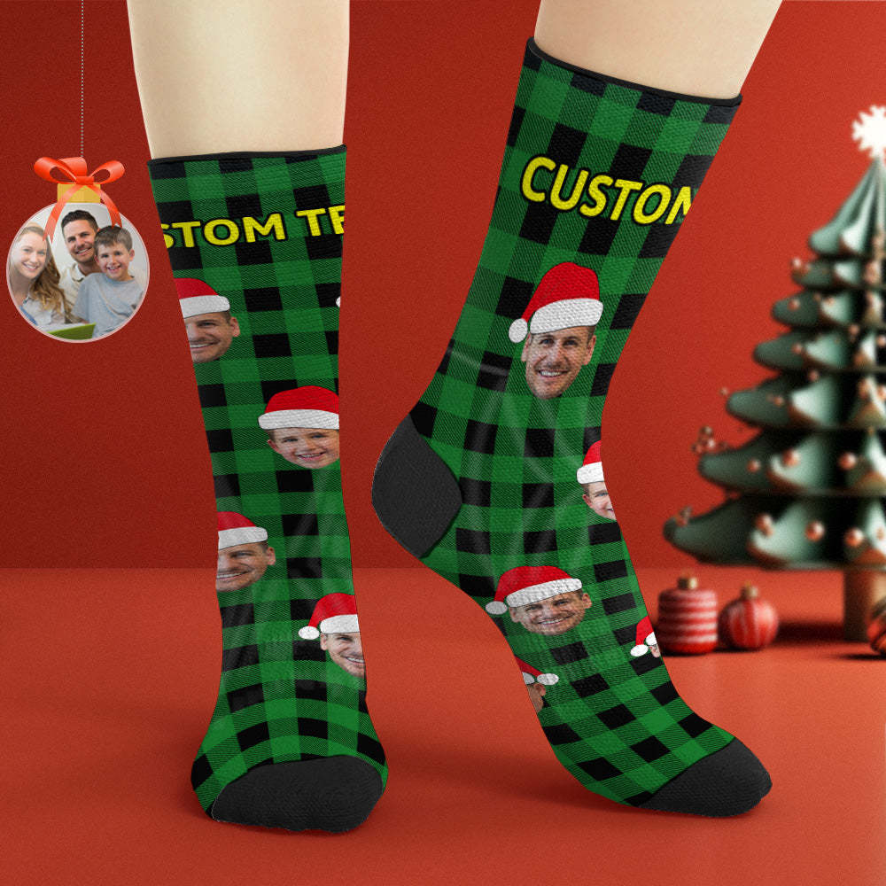 Custom Buffalo Plaid Socks Personalized Face Christmas Gifts - MyFaceBoxer