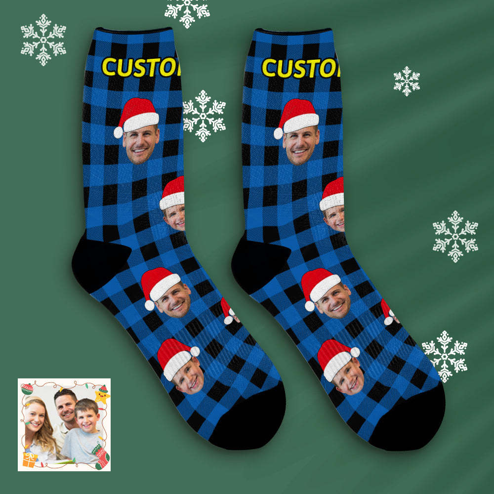Custom Buffalo Plaid Socks Personalized Face Christmas Gifts - MyFaceBoxer