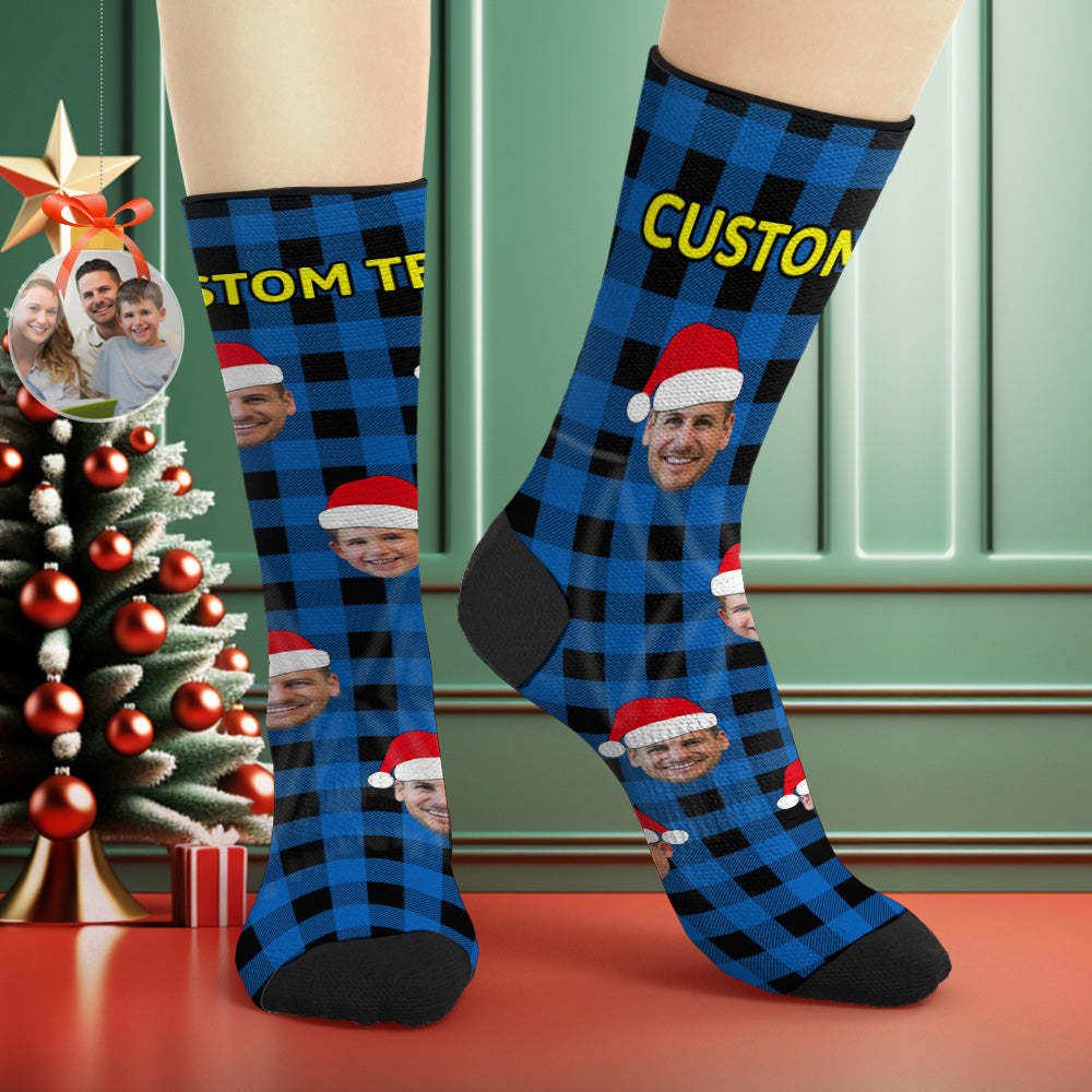 Custom Buffalo Plaid Socks Personalized Face Christmas Gifts - MyFaceBoxer