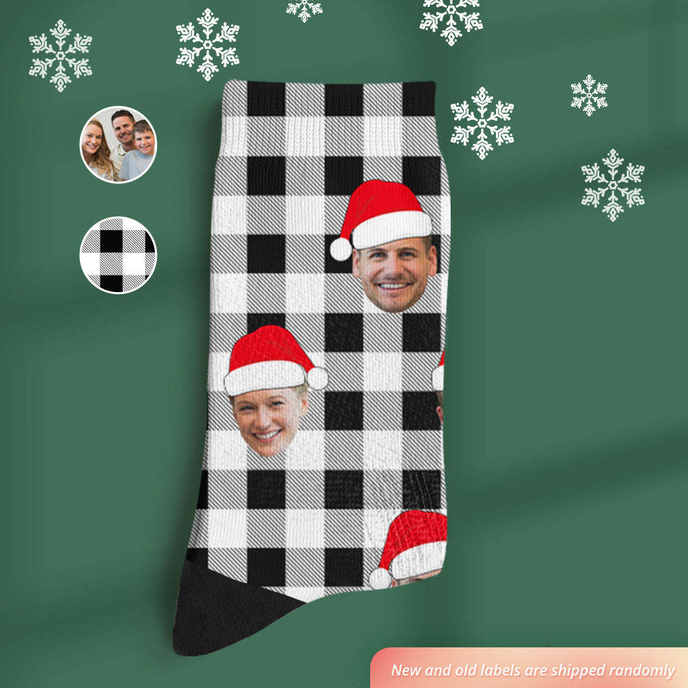 Custom Buffalo Plaid Socks Personalized Face Christmas Gifts - MyFaceBoxer