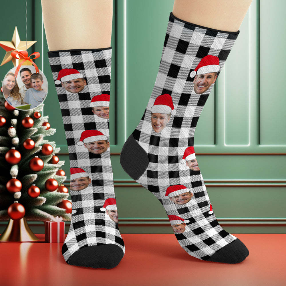 Custom Buffalo Plaid Socks Personalized Face Christmas Gifts - MyFaceBoxer