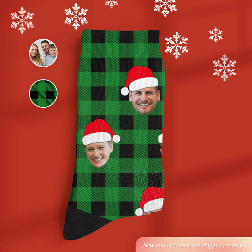 Custom Buffalo Plaid Socks Personalized Face Christmas Gifts - MyFaceBoxer