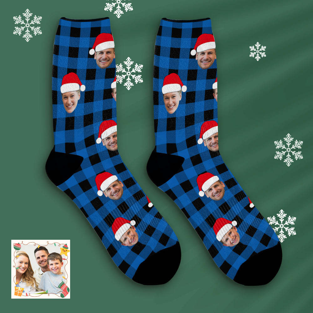 Custom Buffalo Plaid Socks Personalized Face Christmas Gifts - MyFaceBoxer