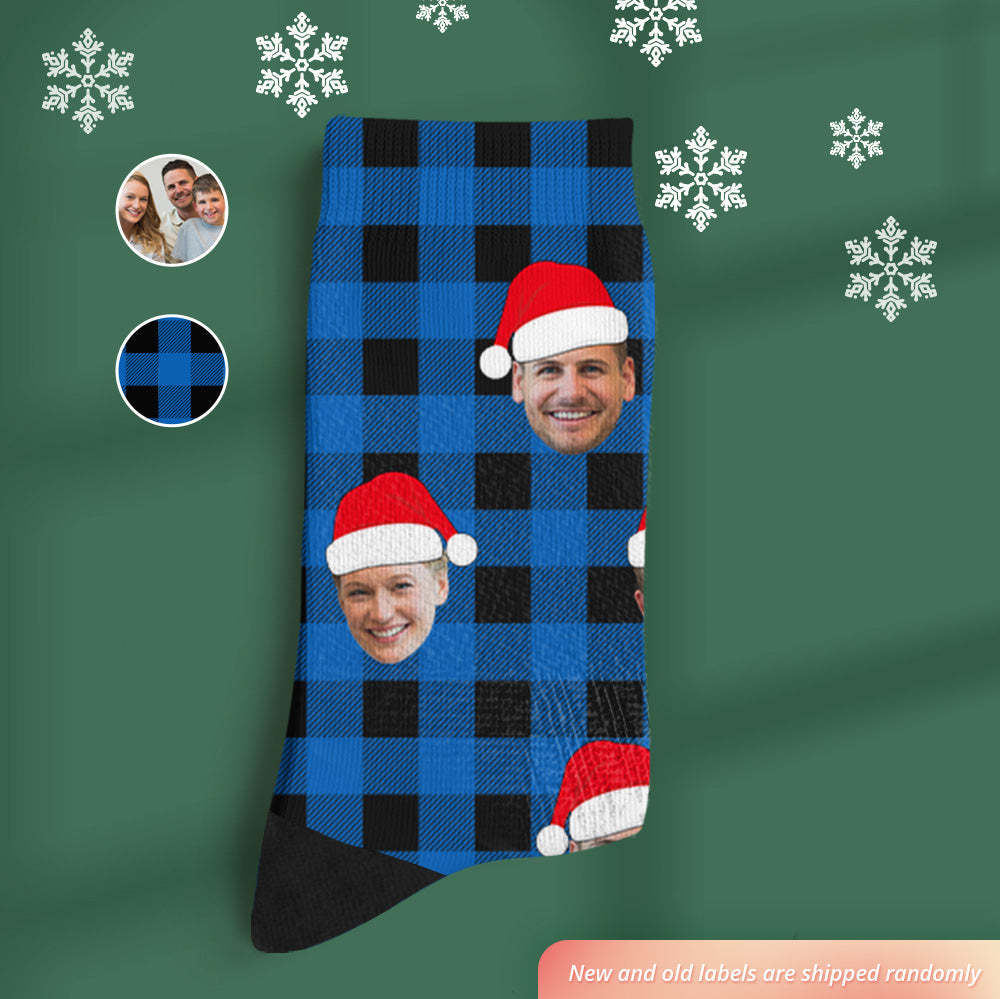 Custom Buffalo Plaid Socks Personalized Face Christmas Gifts - MyFaceBoxer