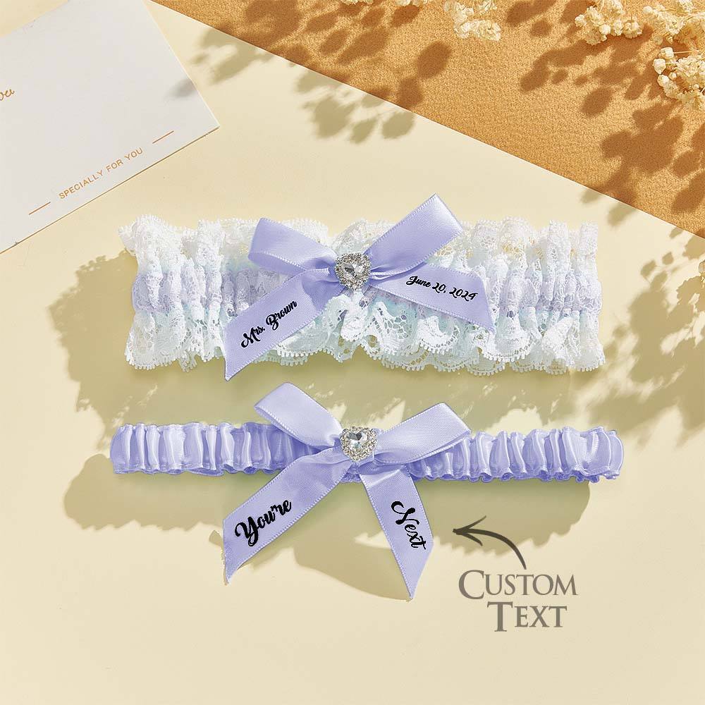 Personalized Bridal Garter Set With White Lace You're Next Bridal Garter Set Gift for Bride - MyFaceBoxer