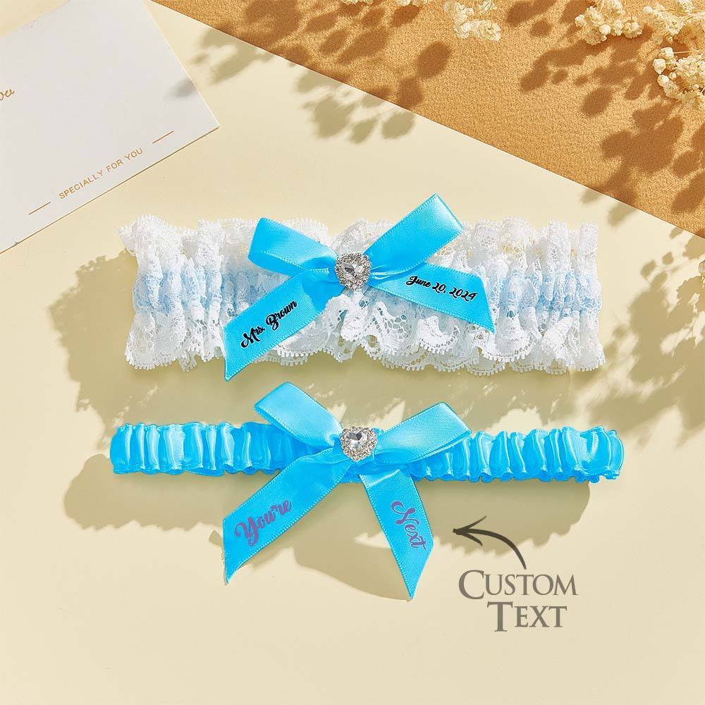 Personalized Bridal Garter Set With White Lace You're Next Bridal Garter Set Gift for Bride - MyFaceBoxer