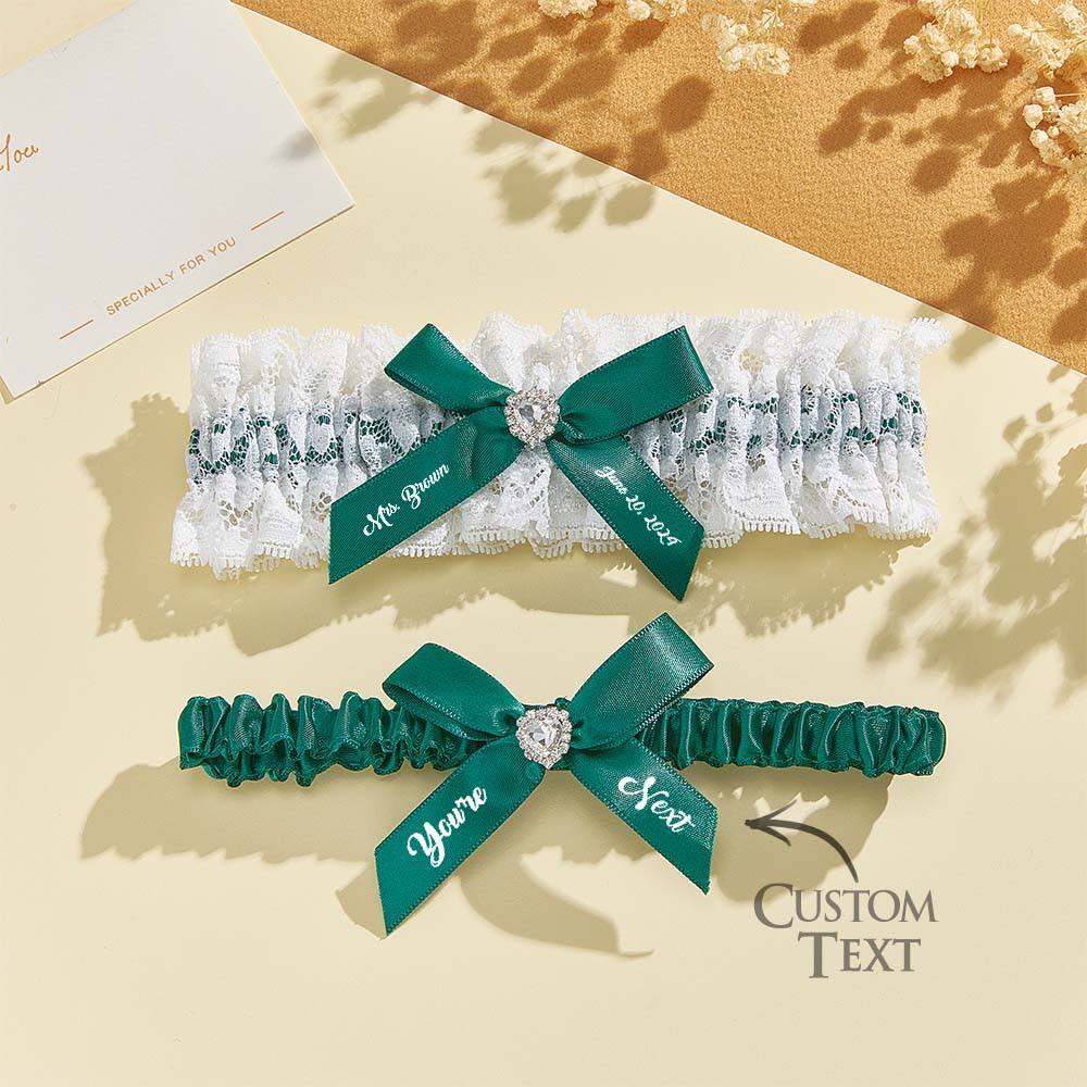 Personalized Bridal Garter Set With White Lace You're Next Bridal Garter Set Gift for Bride - MyFaceBoxer