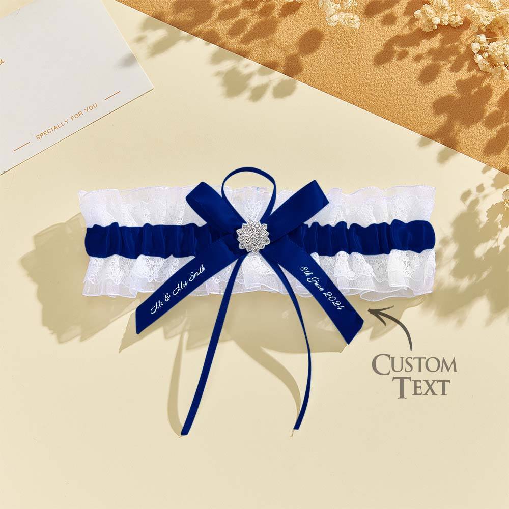 Personalized Wedding Garter with Name and Wedding Date Excellent Gift for the Bride Something Blue - MyFaceBoxer
