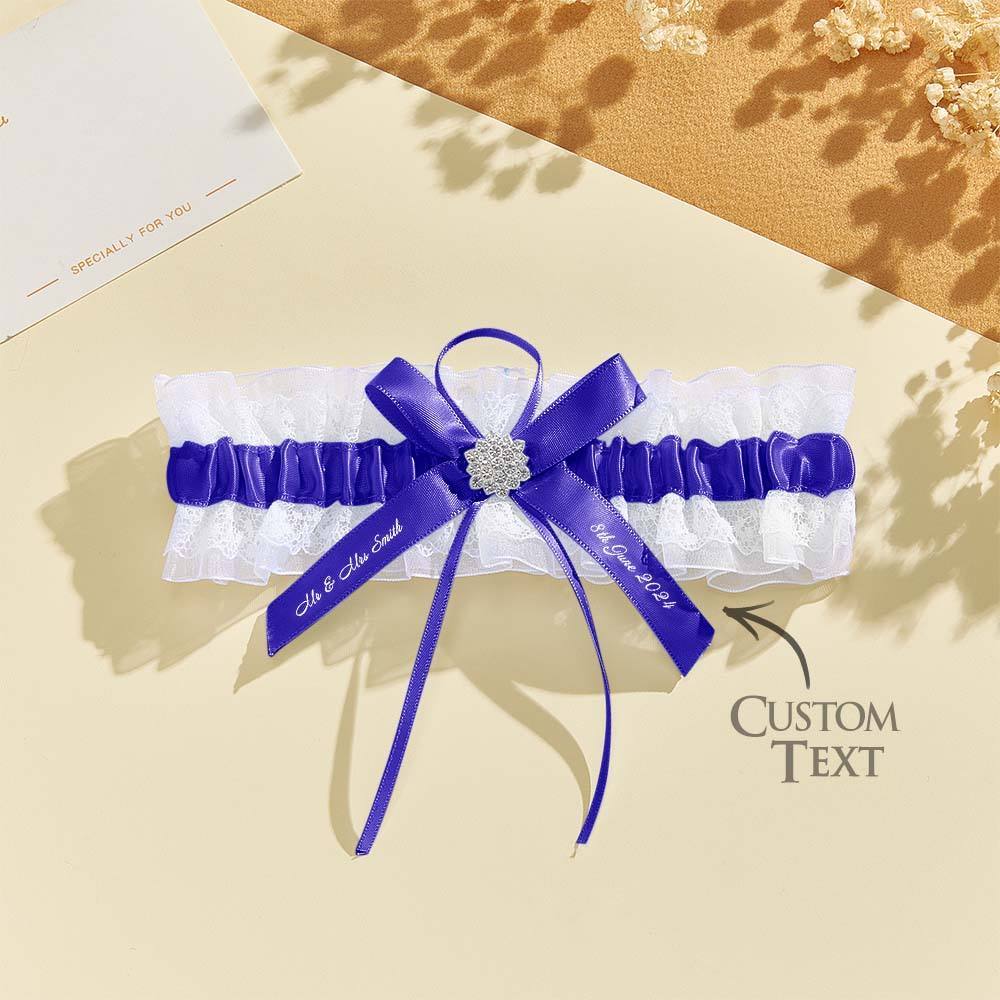 Personalized Wedding Garter with Name and Wedding Date Excellent Gift for the Bride Something Blue - MyFaceBoxer