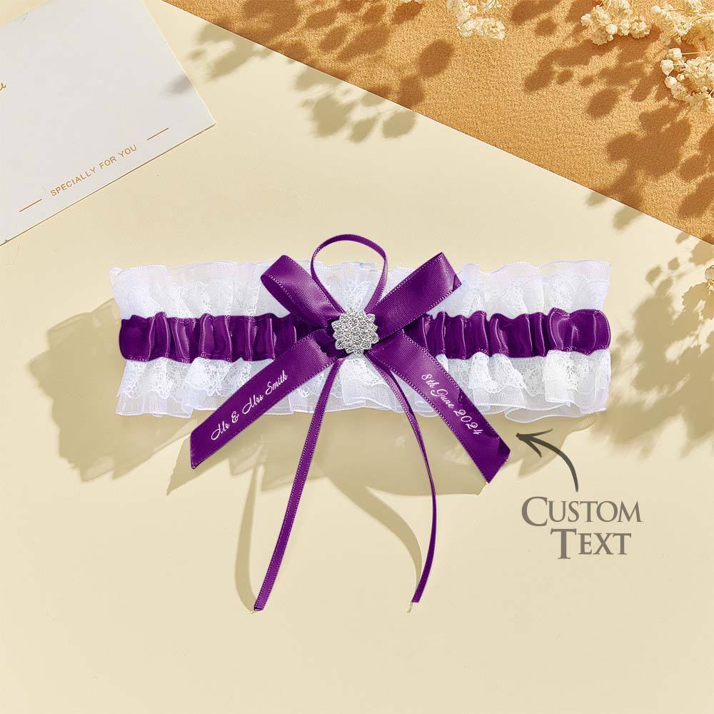 Personalized Wedding Garter with Name and Wedding Date Excellent Gift for the Bride Something Blue - MyFaceBoxer