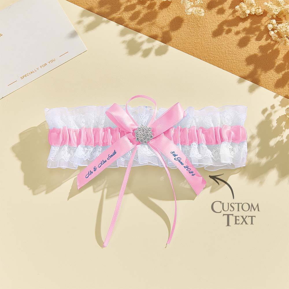 Personalized Wedding Garter with Name and Wedding Date Excellent Gift for the Bride Something Blue - MyFaceBoxer