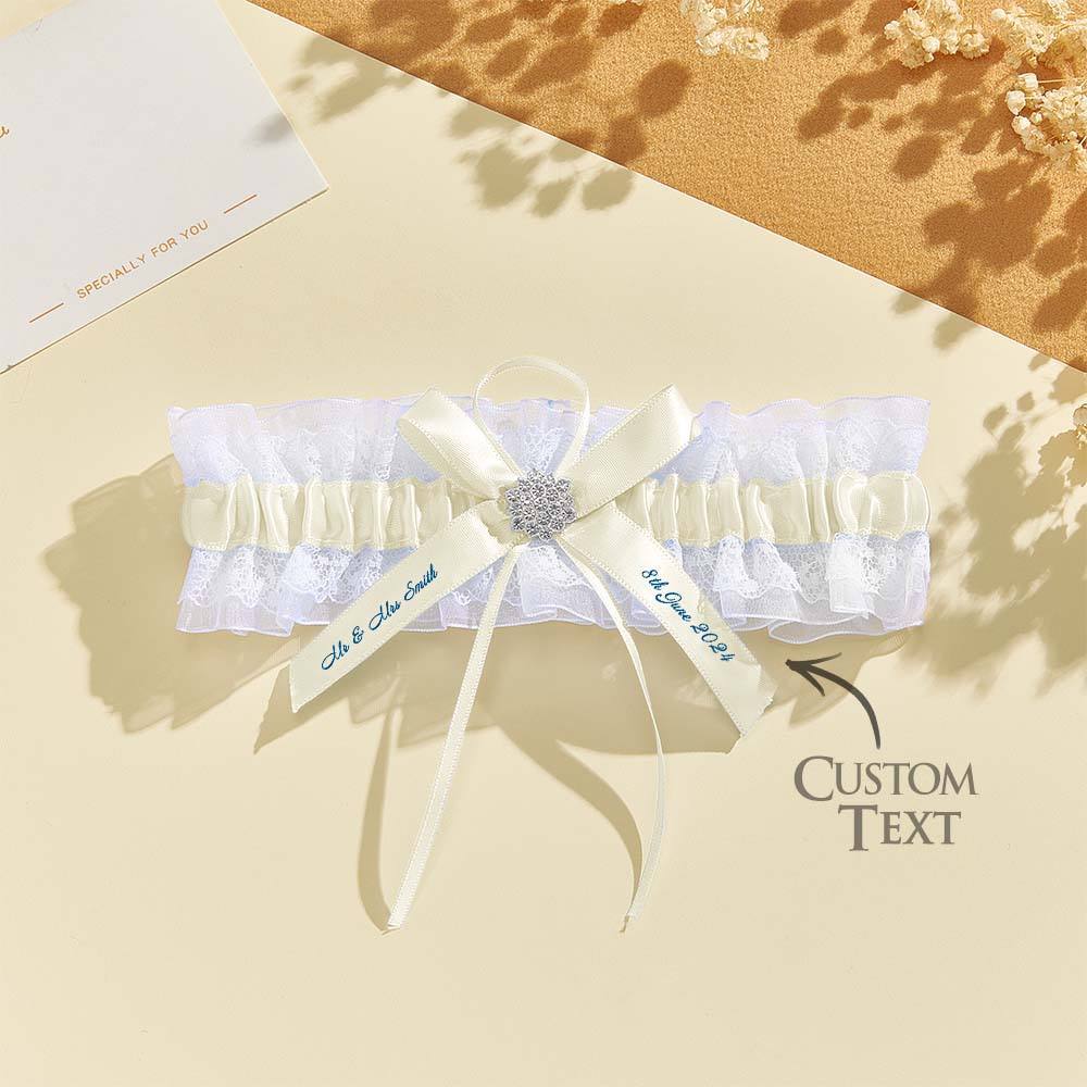 Personalized Wedding Garter with Name and Wedding Date Excellent Gift for the Bride Something Blue - MyFaceBoxer