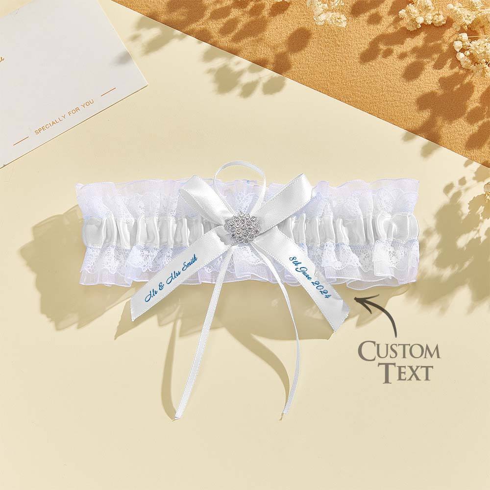 Personalized Wedding Garter with Name and Wedding Date Excellent Gift for the Bride Something Blue - MyFaceBoxer