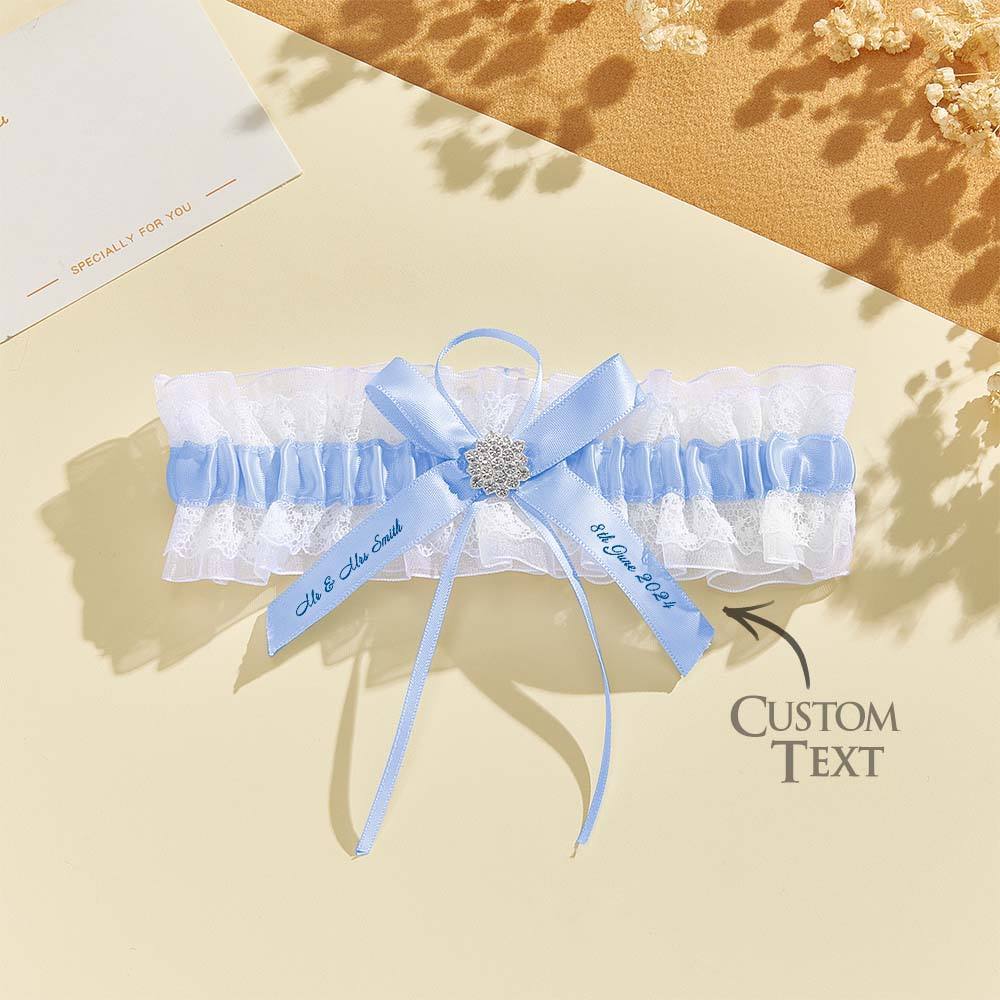 Personalized Wedding Garter with Name and Wedding Date Excellent Gift for the Bride Something Blue - MyFaceBoxer