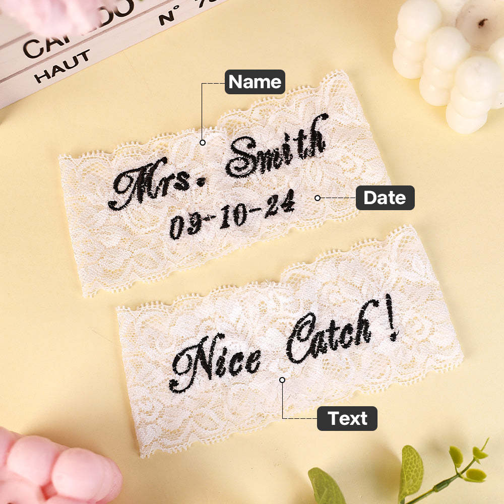 Personalized Wedding Garters Embroidered Bride Keepsake Gift for Bride - MyFaceBoxer