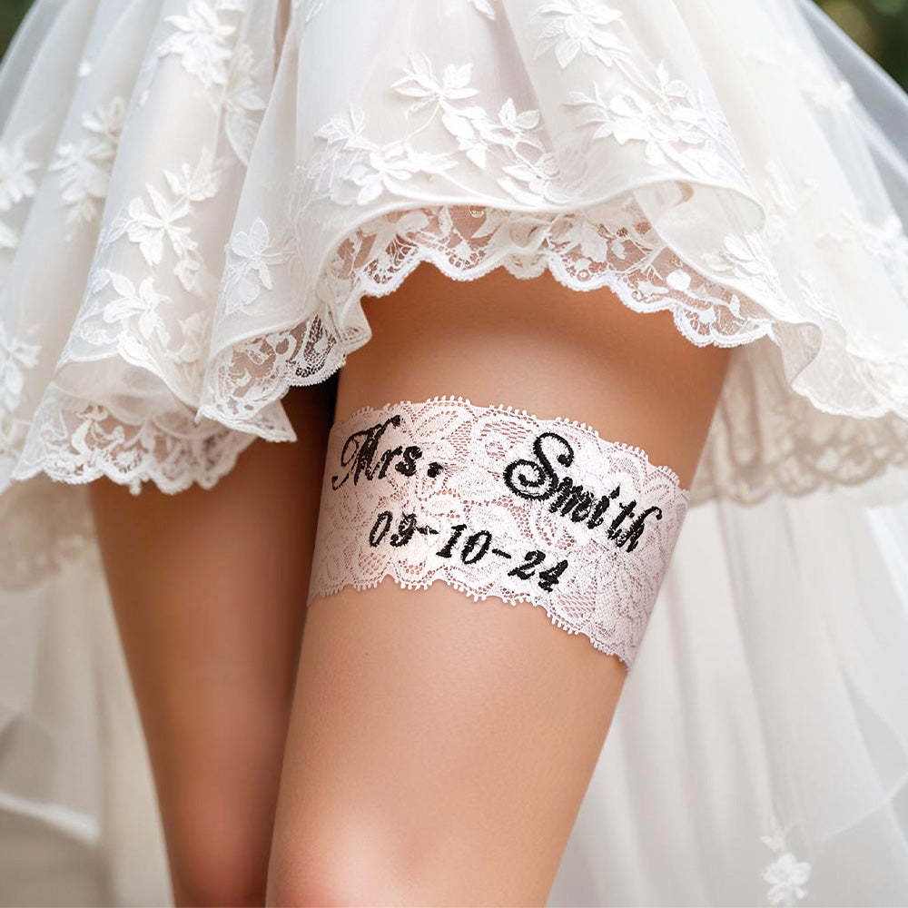 Personalized Wedding Garters Embroidered Bride Keepsake Gift for Bride - MyFaceBoxer