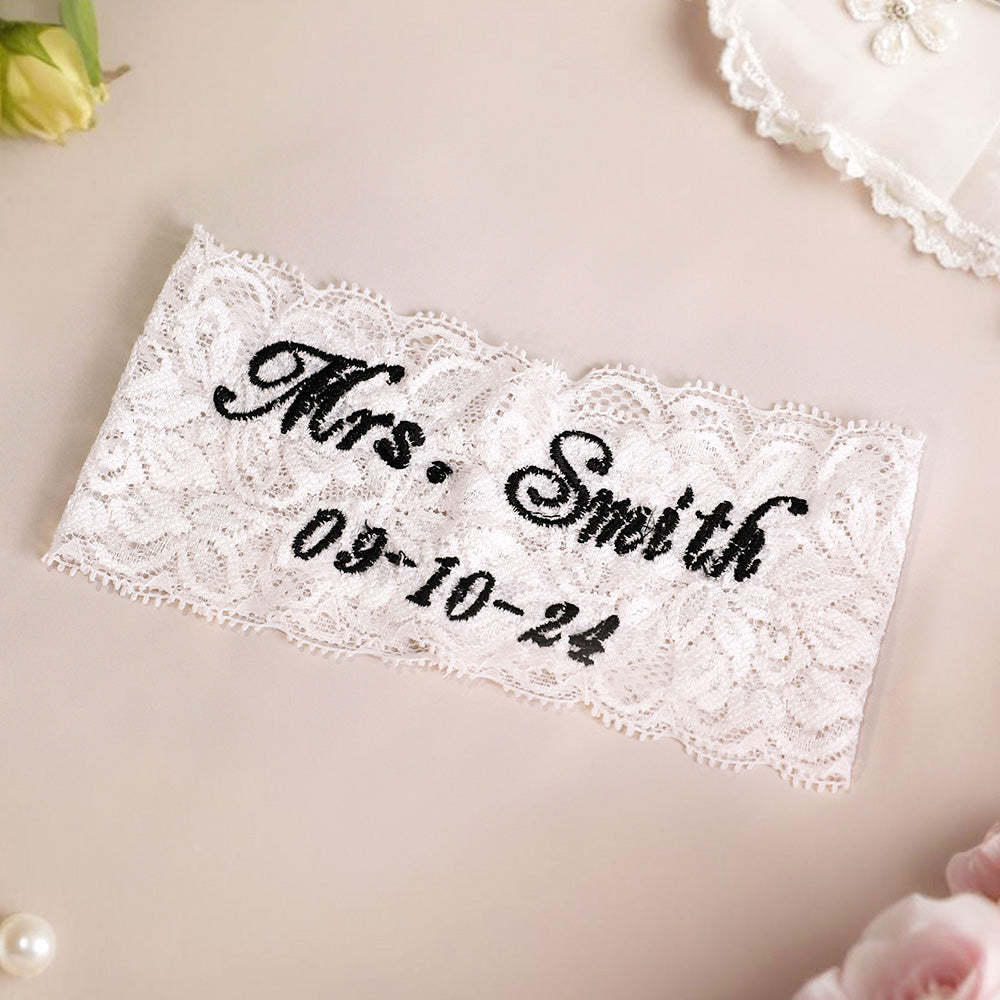 Personalized Wedding Garters Embroidered Bride Keepsake Gift for Bride - MyFaceBoxer
