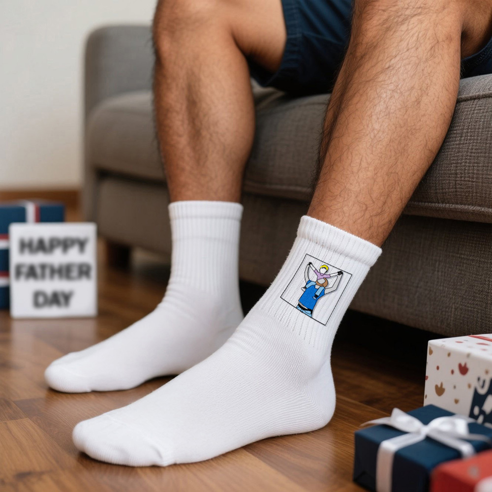 Custom Embroidered Father And Son Photo Socks Father's Day Gift