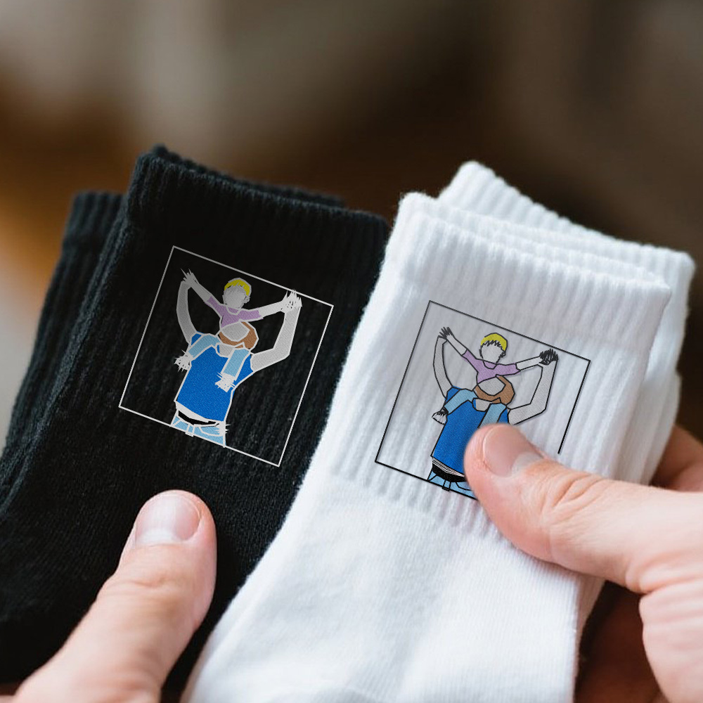 Custom Embroidered Father And Son Photo Socks Father's Day Gift