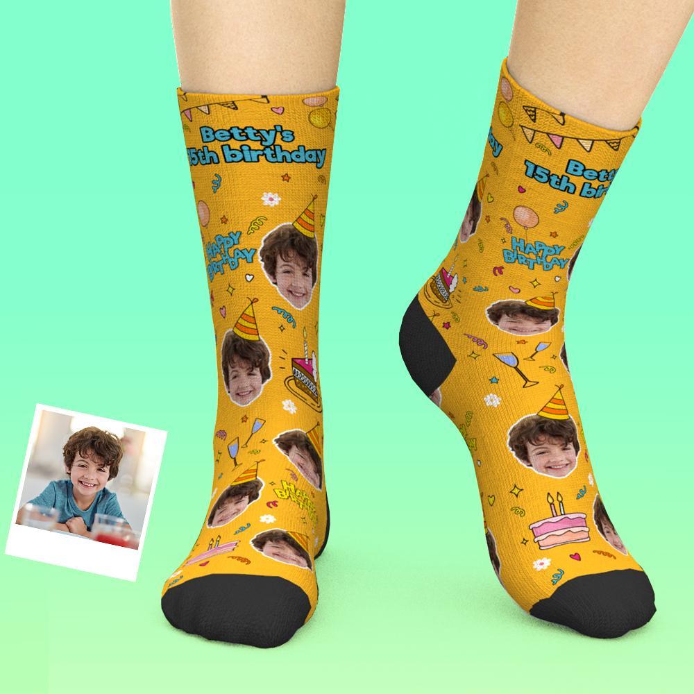 Custom Face Socks Add Pictures And Name Birthday Gift Personalized Socks - MyFaceBoxer