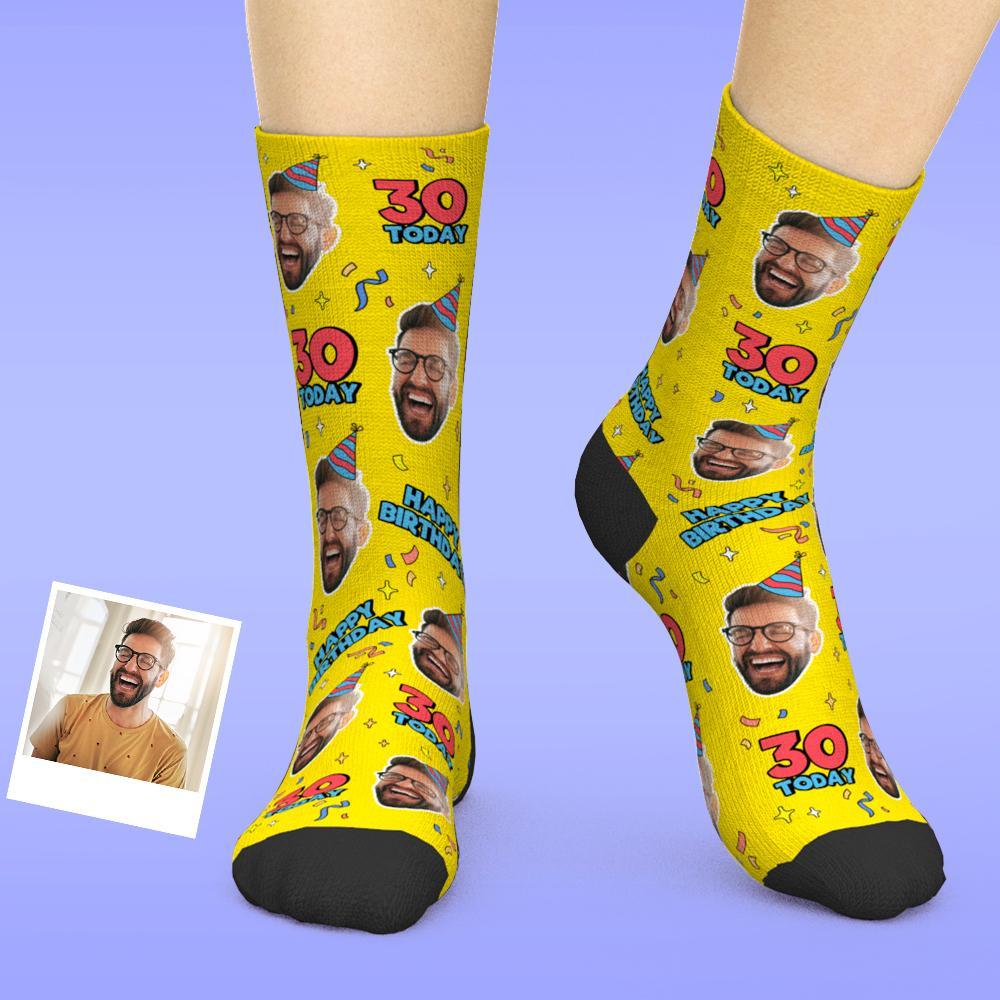 Custom Face Socks Add Pictures And Age Birthday Gift Personalized Socks - MyFaceBoxer