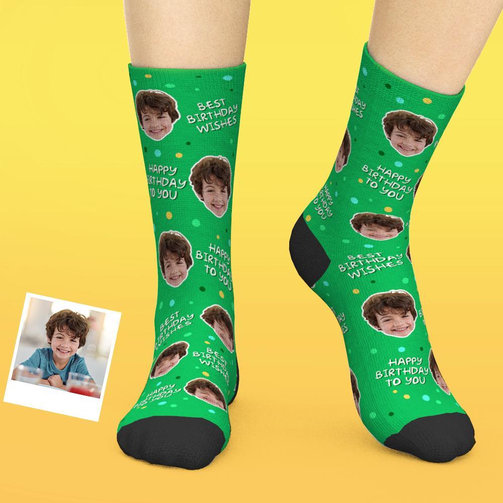 Custom Face Socks Add Pictures And Name Birthday Gift Best Birthday Wishes - MyFaceBoxer