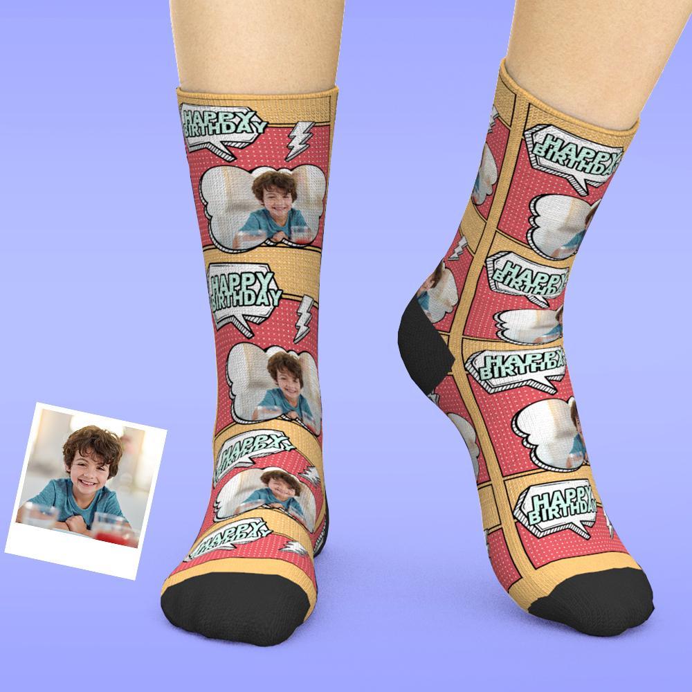 Custom Face Socks Add Pictures And Wishes Birthday Socks - MyFaceBoxer
