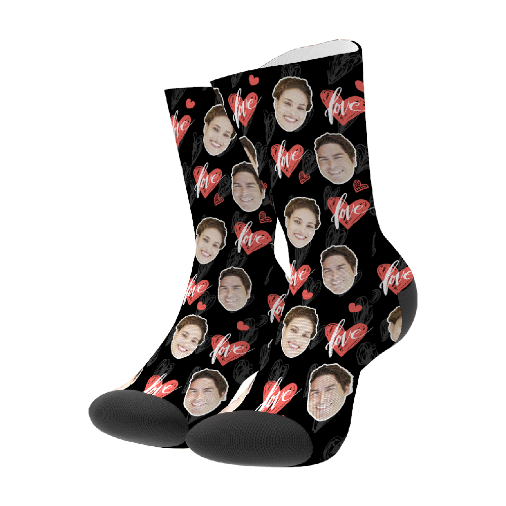 Custom Heartbeat Crew Socks - MyFaceBoxer