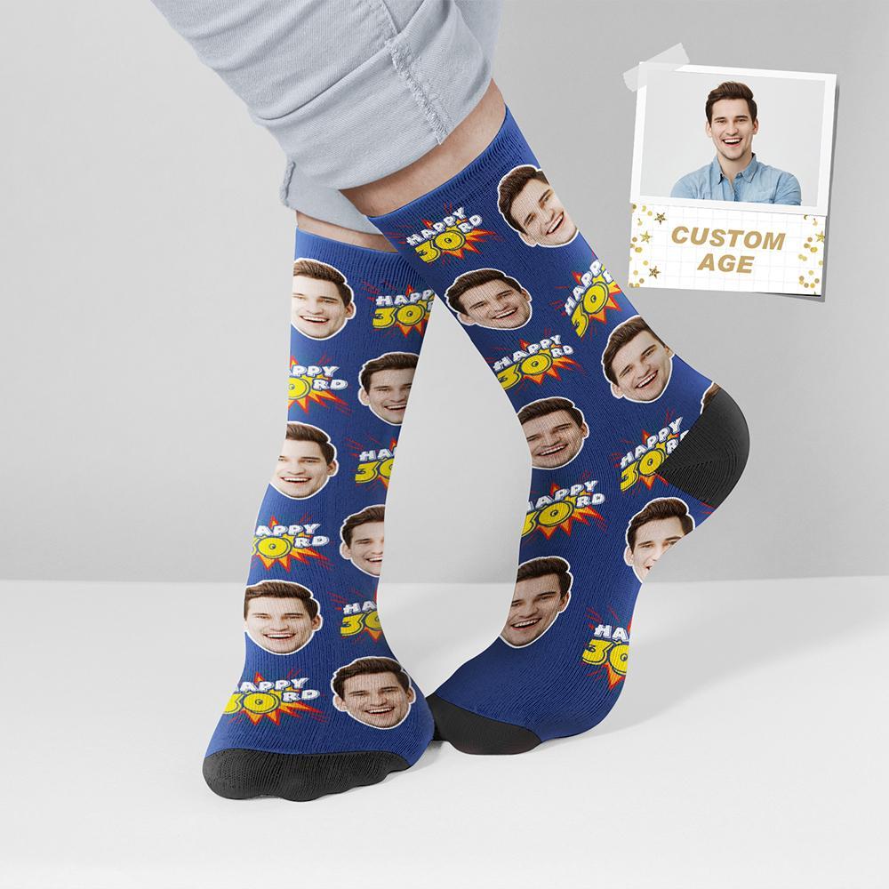 Personalized Face Socks Custom Birth Date Happy Birthday Custom Birthday Gift - MyFaceBoxer