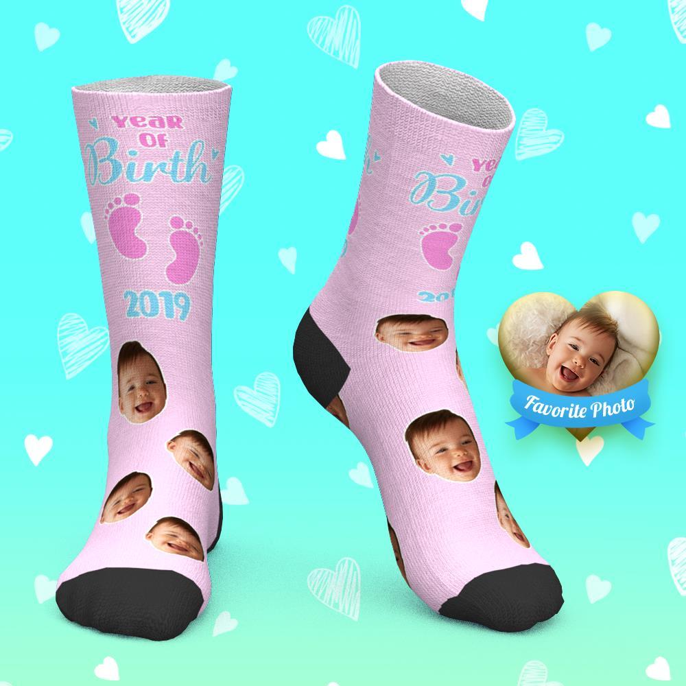 Custom Face Socks Personalized Photo Socks Birthday Socks Year of Birth - MyFaceBoxer