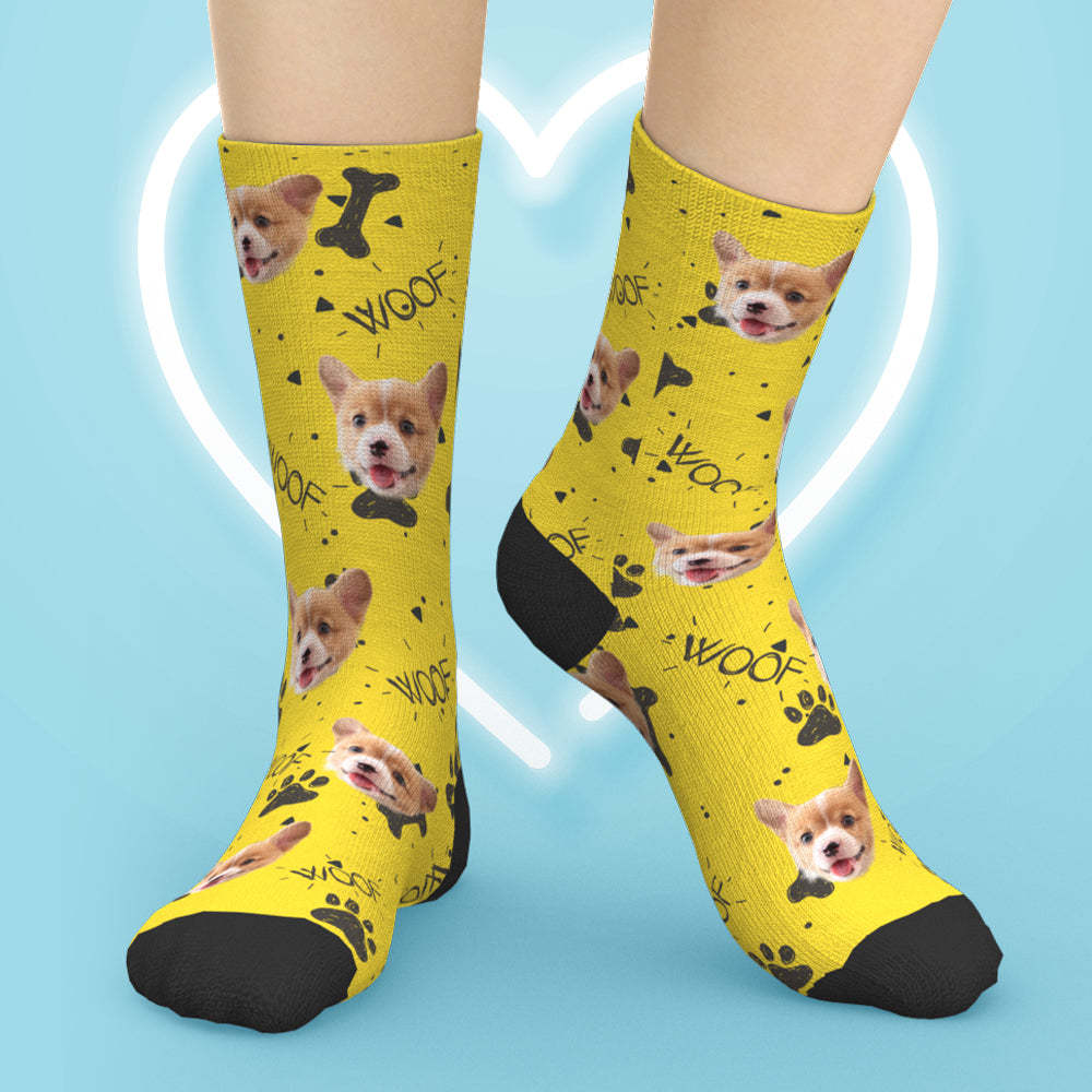 Custom Woof Dog Face Crew Socks - MyFaceBoxer