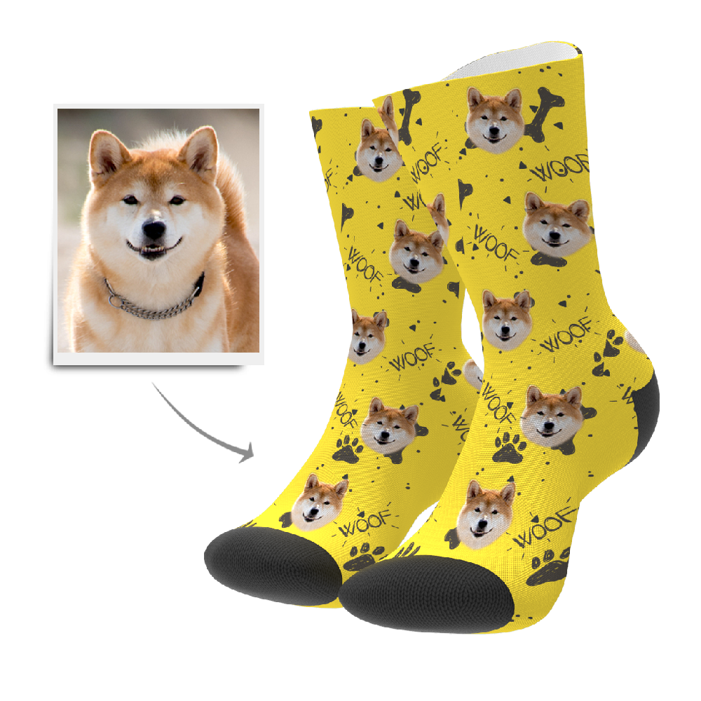 Custom Woof Dog Face Crew Socks - MyFaceBoxer