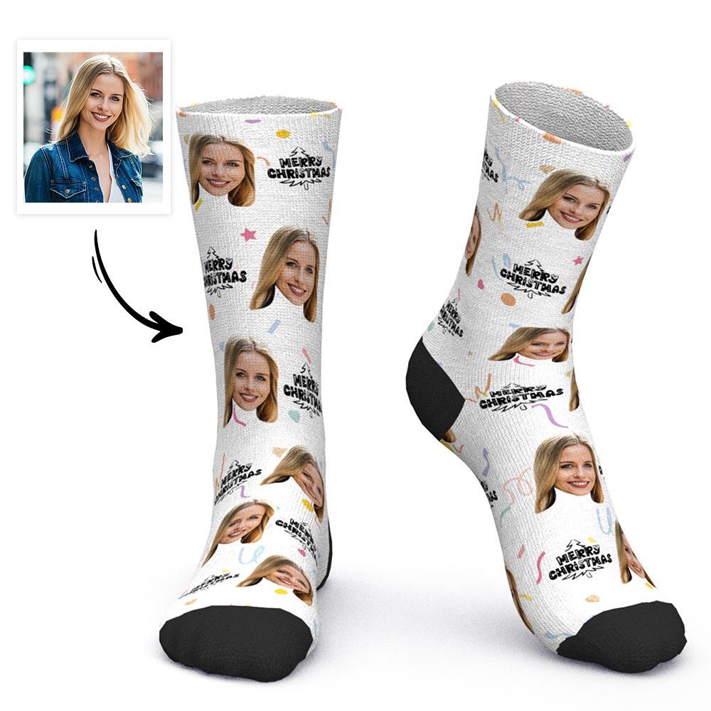 Custom Christmas Face Socks Personalized Photo Socks Christmas Gift - MyFaceBoxer