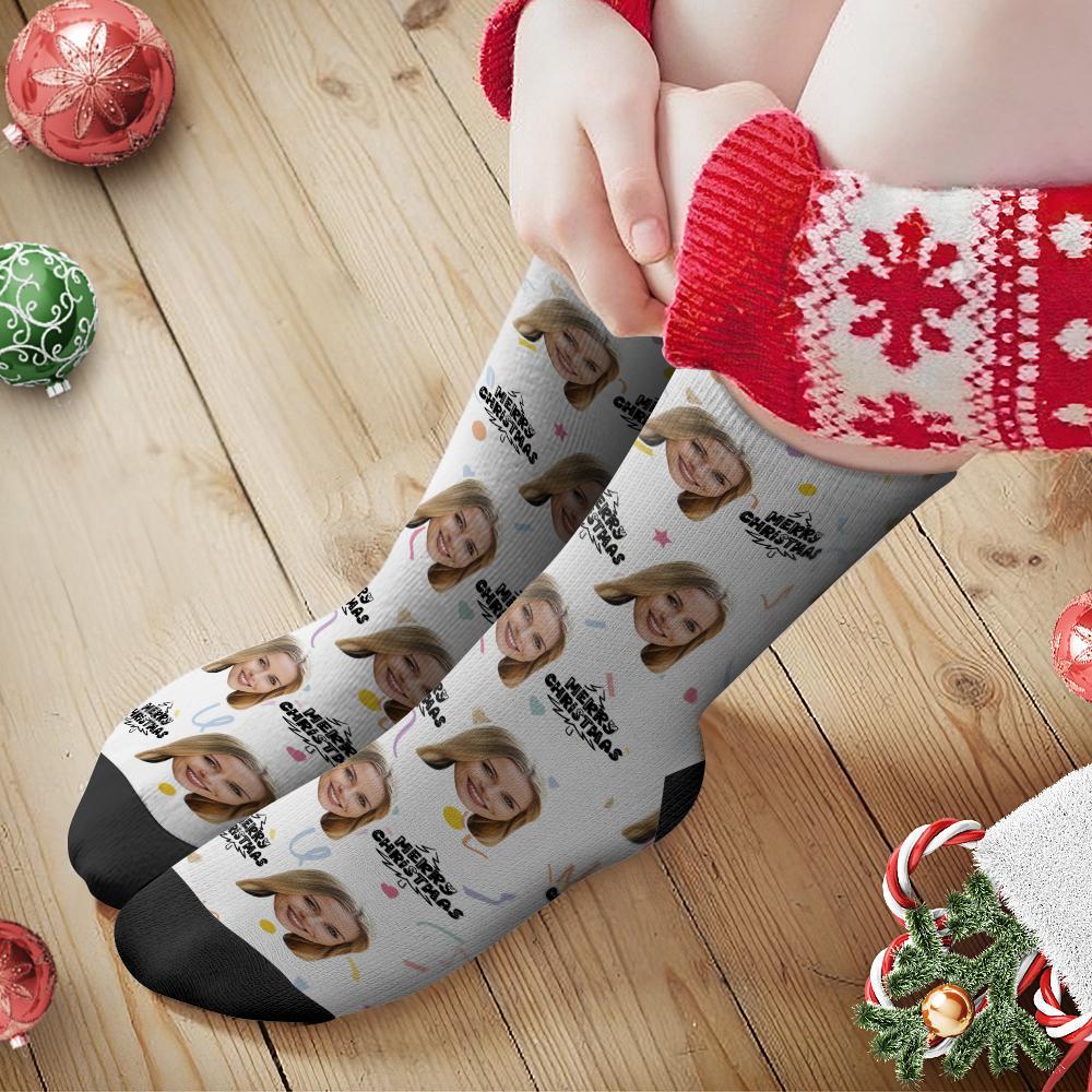 Custom Christmas Face Socks Personalized Photo Socks Christmas Gift - MyFaceBoxer