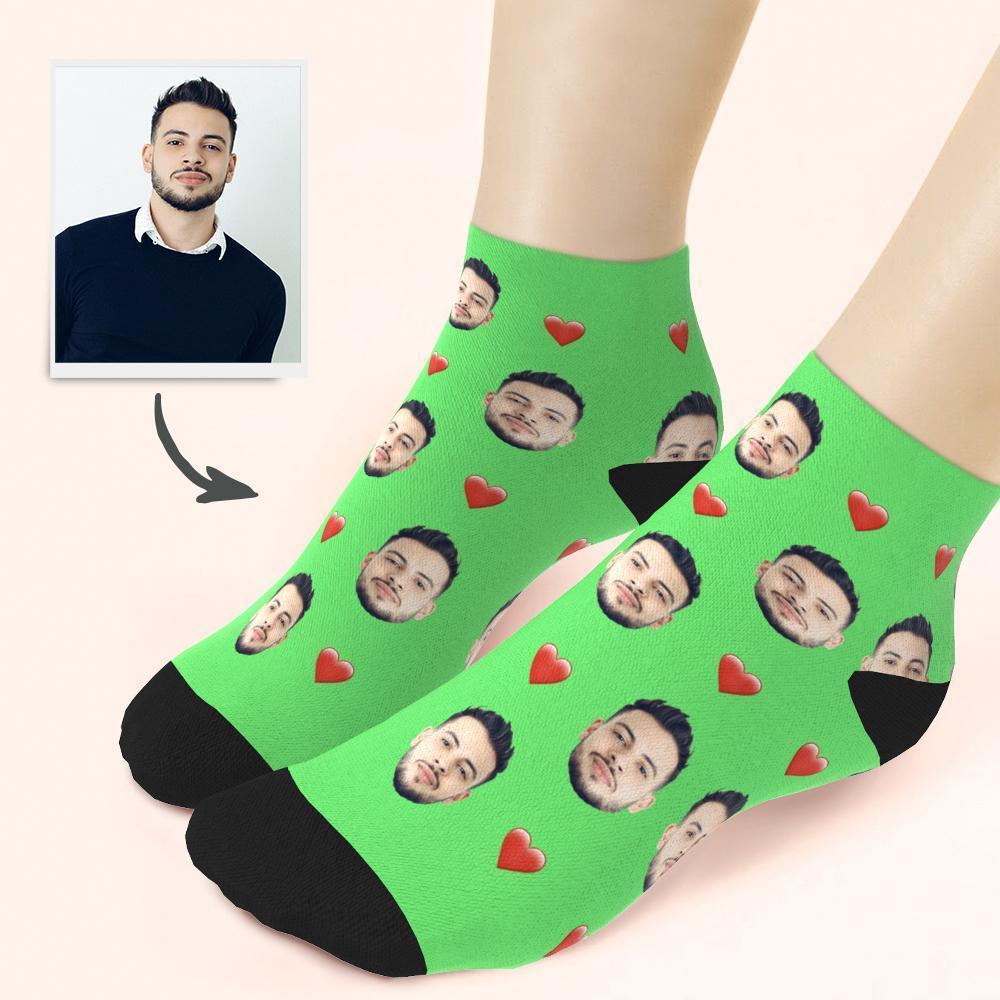 Custom Face And Heart On Quarter Length Socks - MyFaceBoxer