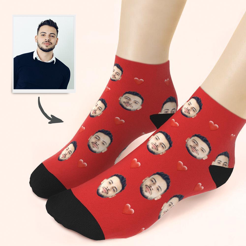 Custom Face And Heart On Quarter Length Socks - MyFaceBoxer