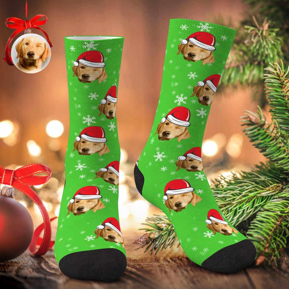Custom Dog Face Christmas Socks Christmas Gift - MyFaceBoxer