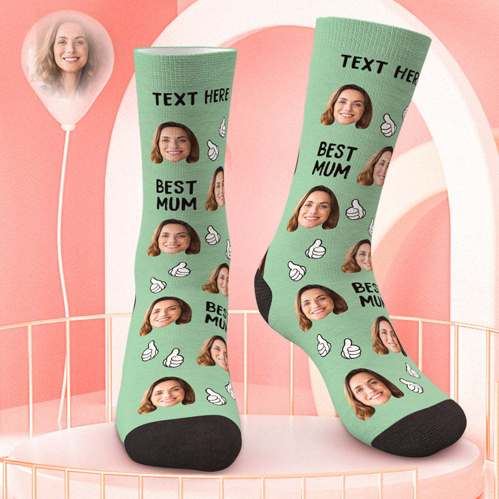 Custom face socks Put Any Face and Text On The Socks Best Gift For Mum - MyFaceBoxer