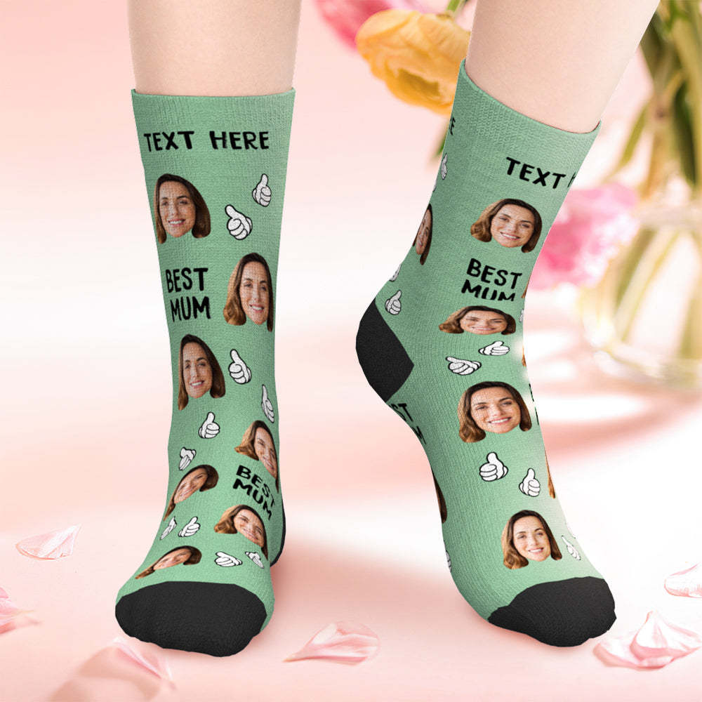 Custom face socks Put Any Face and Text On The Socks Best Gift For Mum - MyFaceBoxer