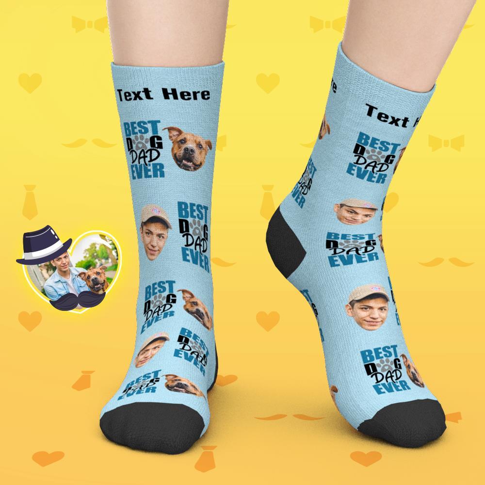 Gifts for Dad, Custom Face Socks Add Pictures And Name - Best Dog Dad Ever - MyFaceBoxer