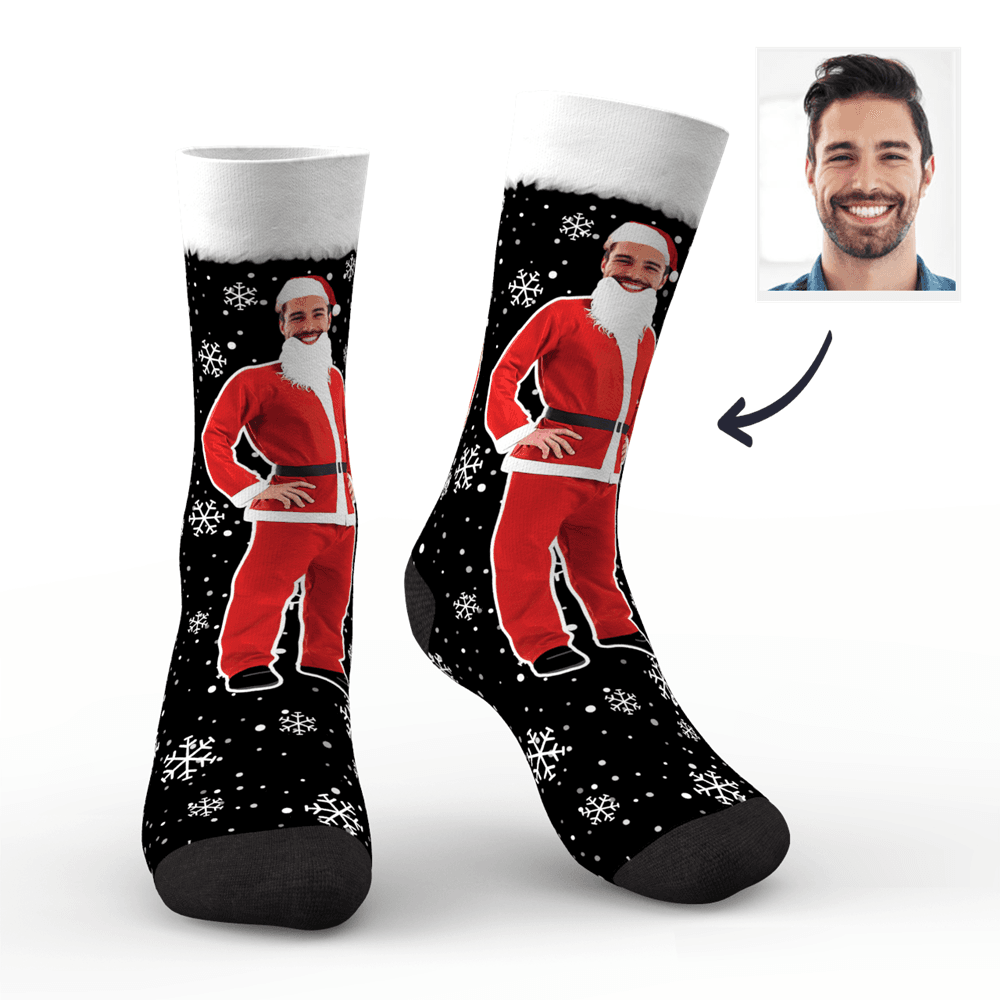 Christmas Gifts Custom Face On Santa Claus Body Crew Socks - MyFaceBoxer