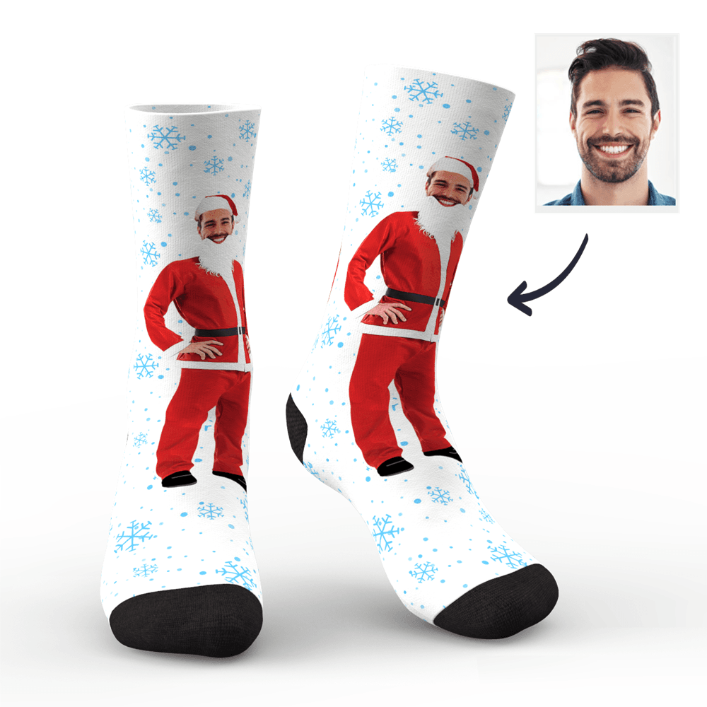 Christmas Gifts Custom Face On Santa Claus Body Crew Socks - MyFaceBoxer