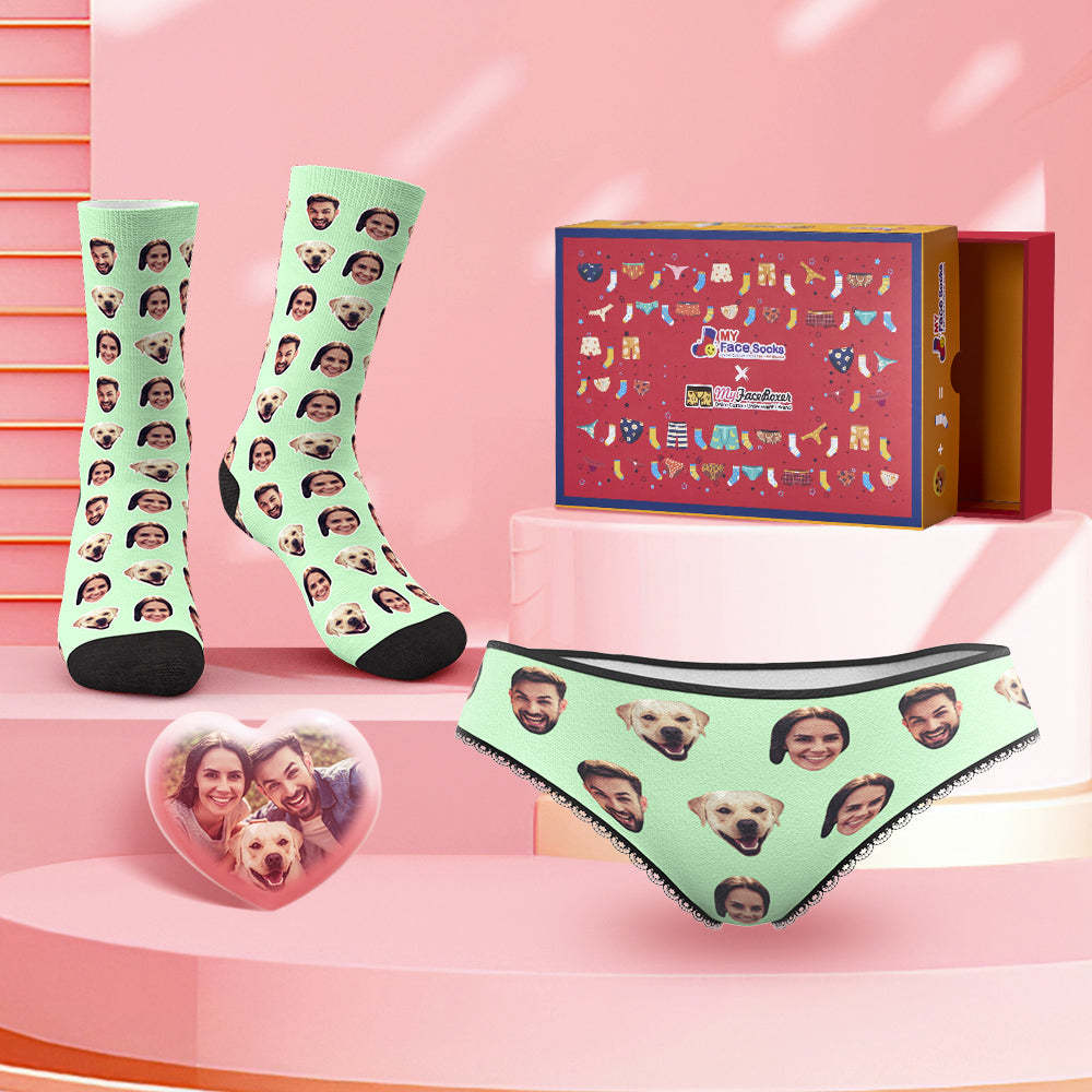 Custom Colorful Panties And Socks Set with Your Photo Co-Branding Set - MyFaceBoxer