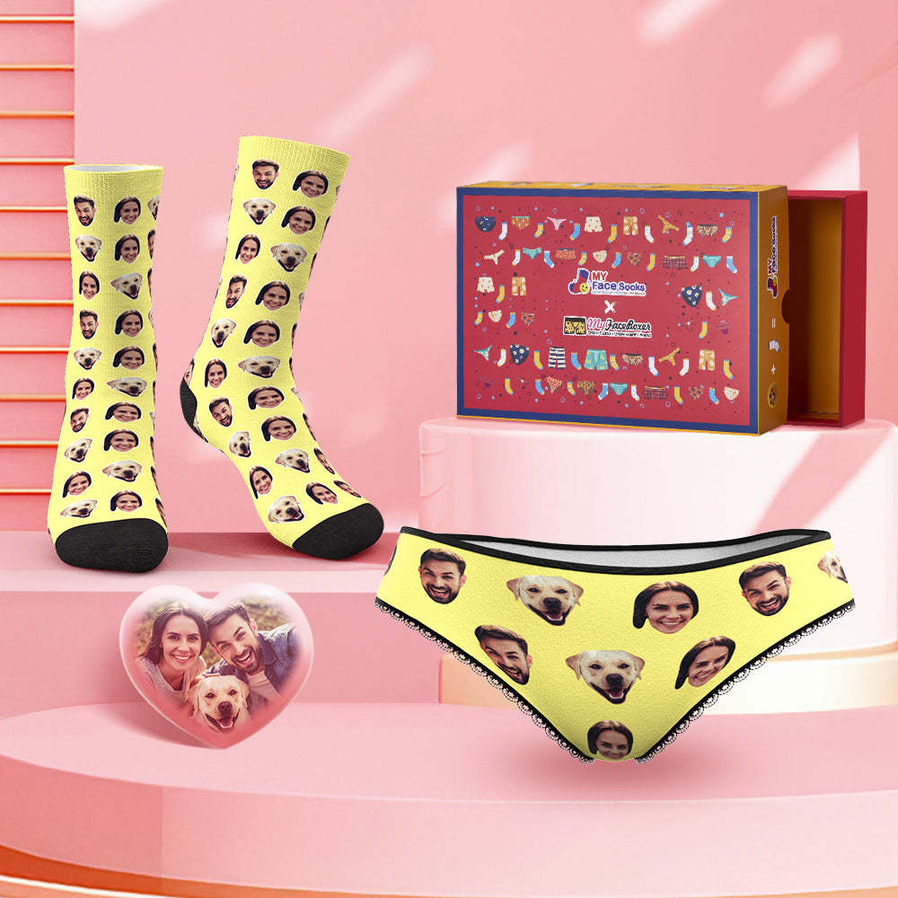 Custom Colorful Panties And Socks Set with Your Photo Co-Branding Set - MyFaceBoxer