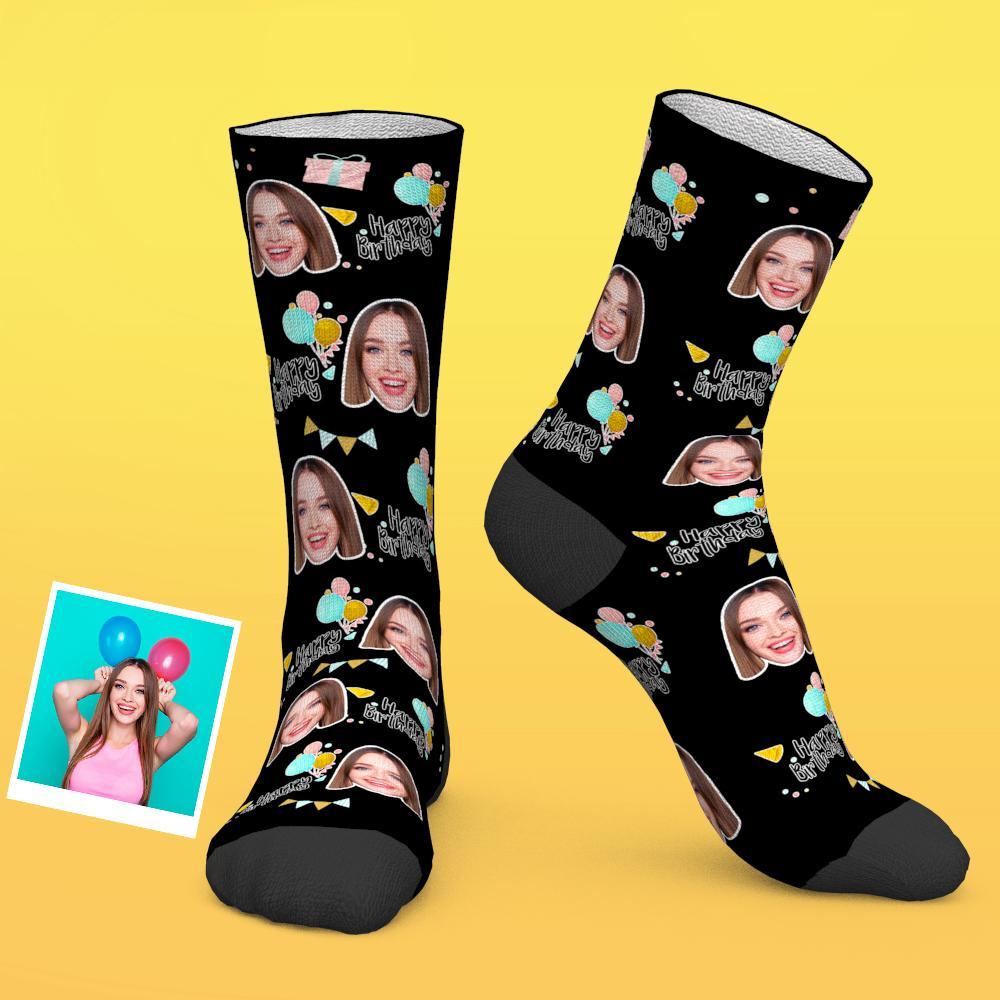 Custom Photo Socks Happy Birthday Face Socks Funny Gift - MyFaceBoxer