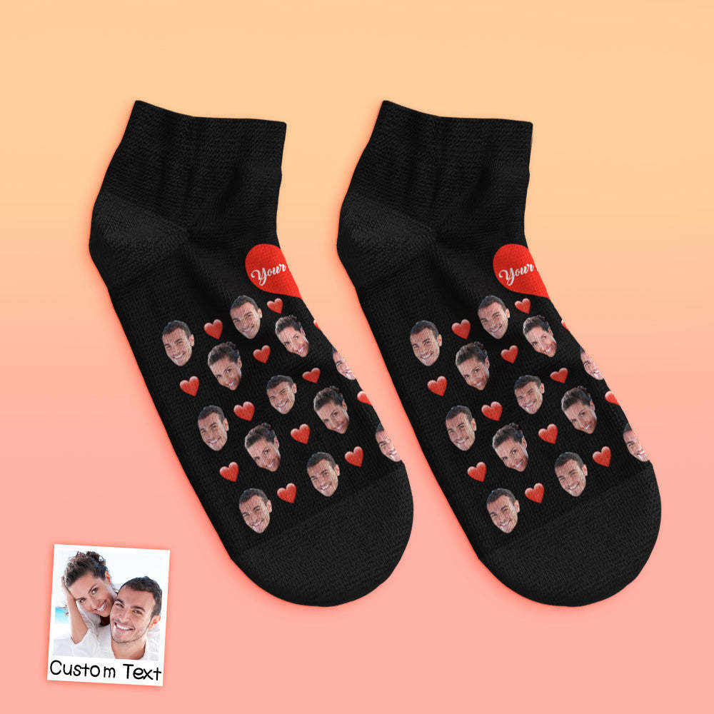 Custom Low cut Ankle Socks Heart - MyFaceBoxer