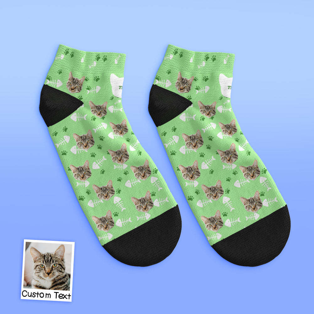Custom Low Cut Ankle Face Socks Cat - MyFaceBoxer